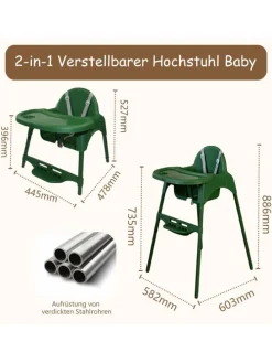 Yalion Hochstuhl für Babys, höhenverstellbar, abnehmbares Tablett