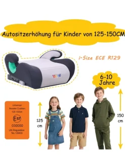 YALION Kindersitzerhöhung mit ISOFIX – ECE R129 (i-Size)Autositzerhöhung
