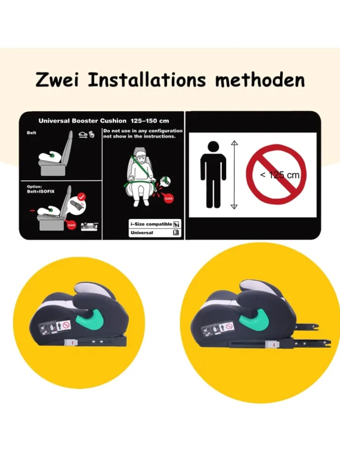YALION Kindersitzerhöhung mit ISOFIX – ECE R129 (i-Size)Autositzerhöhung