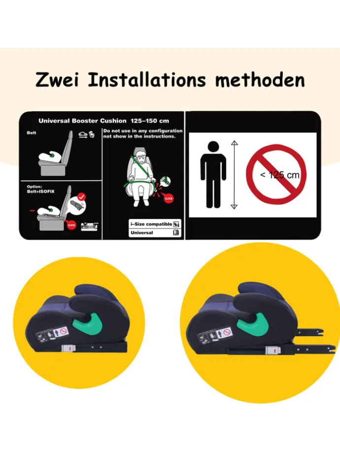 YALION Kindersitzerhöhung mit ISOFIX – ECE R129 (i-Size)Autositzerhöhung