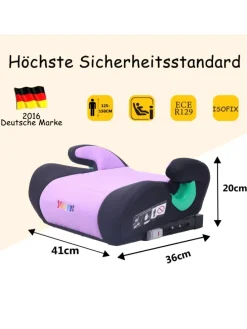 YALION Kindersitzerhöhung mit ISOFIX – ECE R129 (i-Size) Autositzerhöhung