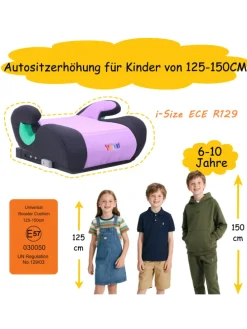 YALION Kindersitzerhöhung mit ISOFIX – ECE R129 (i-Size) Autositzerhöhung