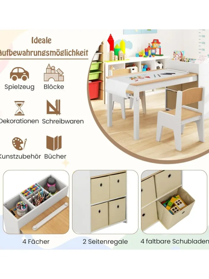 Zeichentisch mit 2 Stühlen ab 3 Jahren in Hellbraun