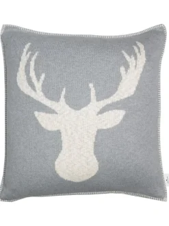Zierkissenhülle KNITTED REINDEER HEAD in Grau