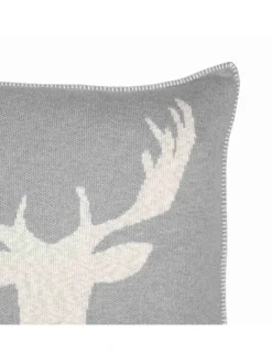 Zierkissenhülle KNITTED REINDEER HEAD in Grau