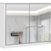 Zweitüriger Spiegelschrank Wandschrank 55 x 14 x 45 cm in Weiß